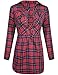 FANCYINN Women Long Sleeve Plaid Pattern Slim Bodycon Short Mini Dress Casual Style