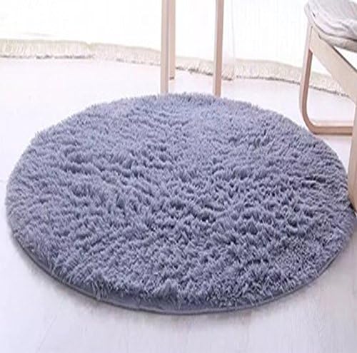 TMJJ Shaggy Living Room Bedroom Round Carpets Computer Chair Floor Mat Yoga Mat Home Decorative Area Rugs Comfortable and Soft(Silver Gray,200cm)