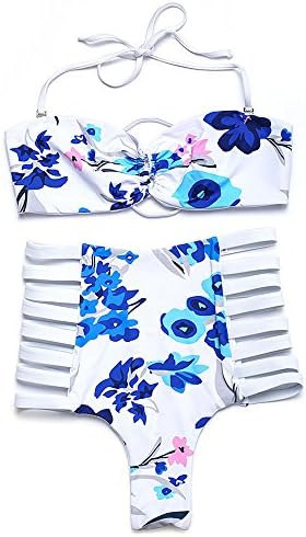 Strappy Native Totem Printed Bikini Sides Cut out High Waisted Bathing Suit
