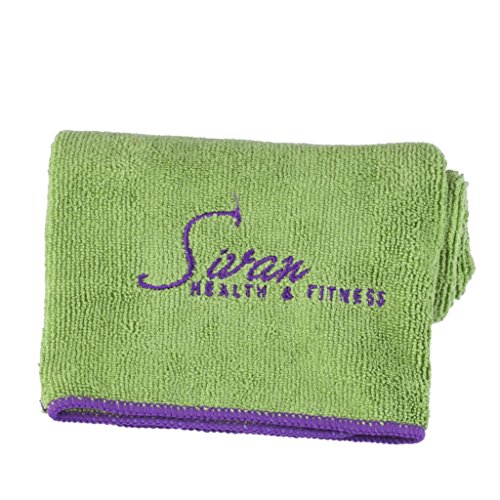 Sivan Health And Fitness 100% Microfiber Non-slip Yoga Towel (20" x 30"), Super Absorbent, Durable, Machine Washable (Green & Lavender) - Thumbnail 4