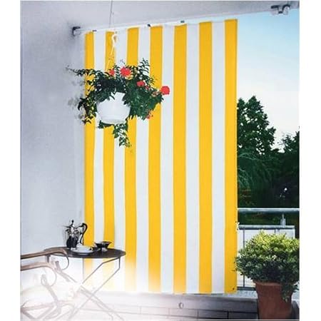 Floracord 05-77-61-00P Senkrechtsonnensegel 230 x 140 cm Blockstreifen mit Zubehör montagefertig, gelb/weiß