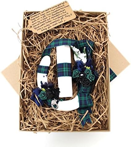 Stunning Handcrafted Lucky Wedding Horseshoe Gift in Blackwatch Tartan