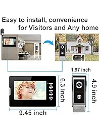 Timbre de video Sistema de teléfono con timbre con video de 7 pulgadas con cable y cámara de metal con infrarrojos Kit de timbres de intercomunicación con video para el sistema de seguridad para el hogar Intercomunicador de 2 vías Visión nocturna impermea