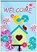 Olive Green Welcome Garden Flag Birds Flowers and Ladybugs| Double-sided, Polyester, Great Design Yard Flag to Brighten Up Your Home