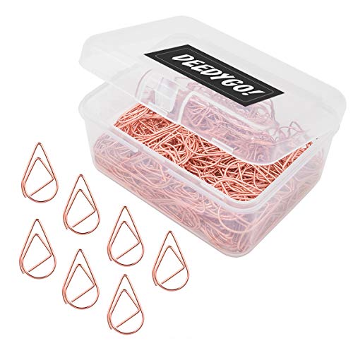 250 Pieces Rose Gold Premium Cute Paper Clips, Smooth Stainless Steel Drop-Shaped PaperClips for Office Supplies Wedding Women Girls Kids Students (1 inch / 25 mm)