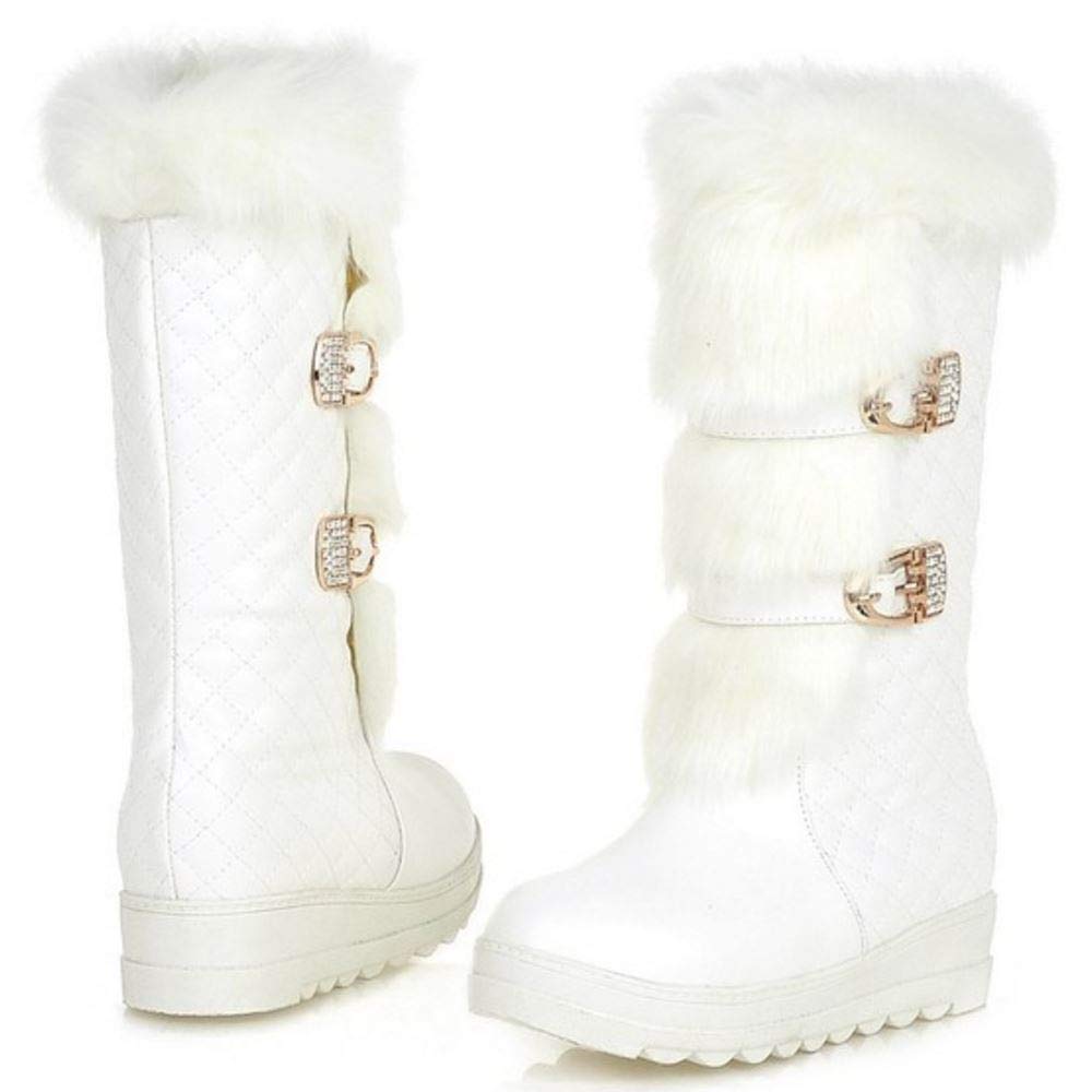 CularAcci Women Comfort Low Heel Snow Boots MidCalf