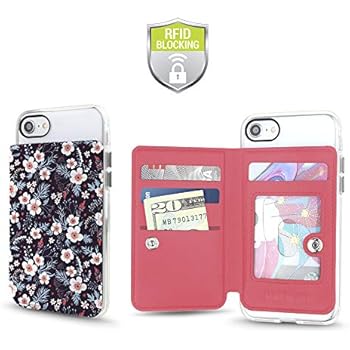 Cell Phone Wallet for Back of Phone, Stick On Wallet Credit Card ID Holder with RFID Protection Compatible with iPhone, Galaxy & Most Smartphones and Cases