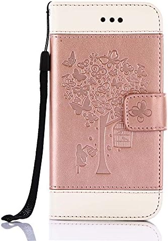 Galaxy S8 Plus Wallet Case [Free Screen Protector], ESSTORE-EU Butterfly Pattern Folding with Stand Magnetic Premium PU Leather Case Cover for Samsung Galaxy S8 Plus, Rose Gold