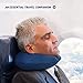 Plemo Travel Pillow, Velvet U-Shaped Inflatable Neck Back Support Pillow with Washable Removable Cover & Carry Pouch, Navy Blue