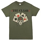 The Clash Skull & Suits Straight To Hell Adult T-shirt - Military Green (Medium)