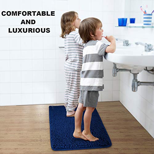 Secura Housewares Soft Microfiber Bathroom Rugs, 20 x 32 Inches Non Slip Bath Mat for Door, Bathroom & Kitchen with Water Absorbent, Machine Washable (Blue)