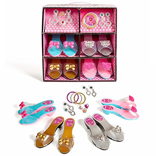 Super star 19 piece Dress up Shoes and Jewelry set - Fashion Girl Princess Dress Up and Role Play Collection Shoe set and Jewelry Boutique - Thumbnail 6
