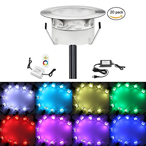 1W RGB LED Deck Lighting Kit, 20x QACA 30Lm Outdoor Step Lights for Garden Patio Recessed Underground Step Stairs Low Voltage LED Lamps DC 12V Stainless Steel Waterproof IP67 - Thumbnail 7