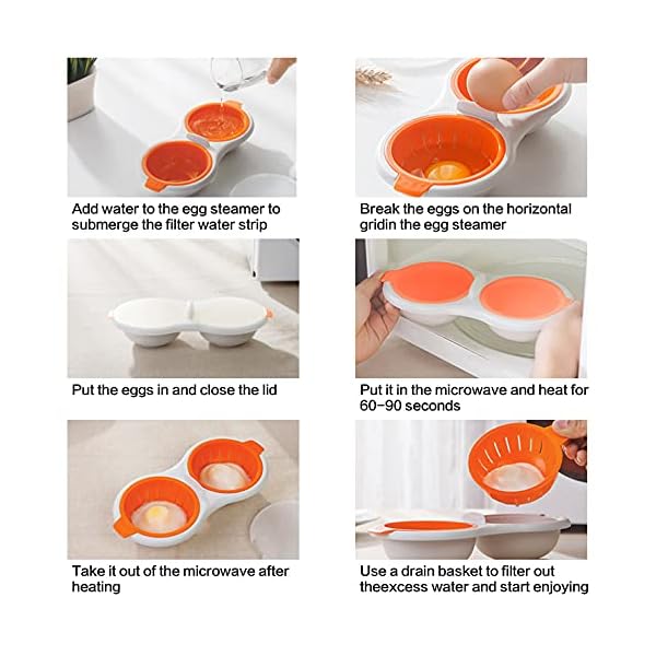 Microwave Egg Poacher 2, Draining Egg Boiler, Microwave Cookware Egg Poachers Non Stick, Portable Boiled Egg Cooker Egg Steamer Kitchenware