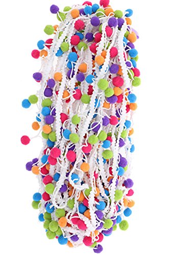 YYCRAFT Rainbow Pom Pom Ball fringe Trim Ribbon Sewing(5 Yards)