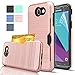 AnoKe Galaxy J3 Emerge/J3 Prime/Amp Prime 2/Express Prime 2/Sol 2/J3 Mission/J3 Luna Pro/J3 Eclipse Case with Screen Protector, Card Slots Shock Proof Back Hard Cases for Galaxy J3 2017 KC2 Rose Gold