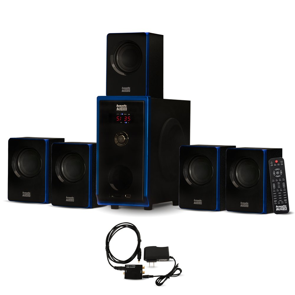 Acoustic Audio AA5102 Bluetooth Speaker System with Optical Input Home  Theater
