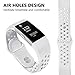 iGK Silicone Replacement Bands Compatible for Fitbit Charge 2, Adjustable Breathable Sport Strap Smartwatch Fitness Wristband with Air Holes with Clsap White Small