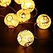 Finether 6.9 ft Battery Powered 10 LED Spider Patterned Round Paper Lantern String Lights for Halloween, Christmas Party, Patio, Garden, Yellow