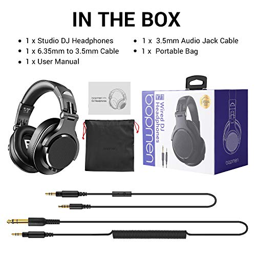 Bopmen-Over-Ear-Headphones-Wired-Studio-Headphones-with-Shareport-Foldable-Headsets-with-Stereo-Bass-Sound-for-Monitoring-Recording-Keyboard-Guitar-Amp-DJ-Cellphone-Black