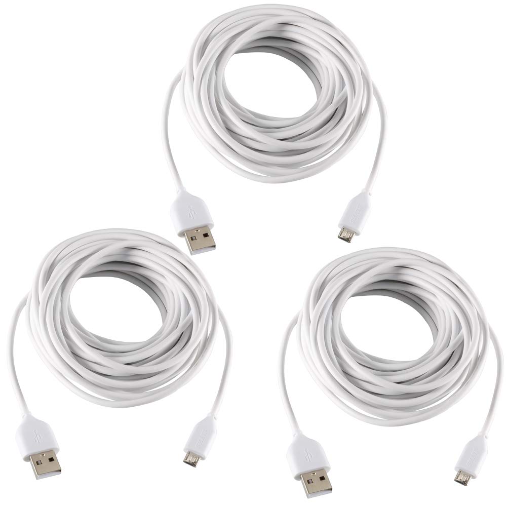 3Pack Wyze Cam Cable 26ft, Micro USB Extension Cord for Zmodo, Blink