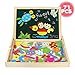 Fajiabao Wooden Drawing Board Double Side Magnetic Jigsaw Puzzles Dry Erase Gift for Boys Girls Birthday Gift