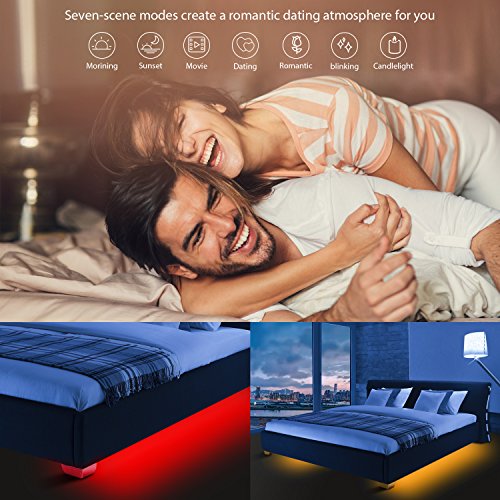 MINGER RGB Under Bed Light Wireless APP Control LED Strip Lights Sync Music, 2×4.92ft IP65 Waterproof Music Rope Lighting, 12V Power Supply Flexible RGB Light Strip, LED Bed Light Bedroom - Thumbnail 3