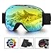 Jogoo Ski Goggles for Snowboard and Snowmobile,Interchangeable Lens and Magnetic Detachable Foam,UV400 Protection and Anti-Fog Design OTG Snow Goggles for Men Women Youth & Unisex