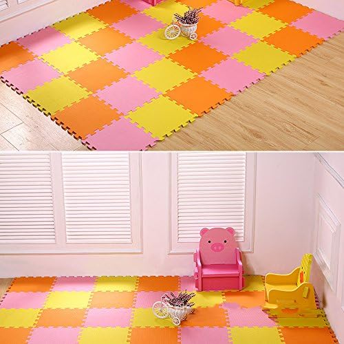 MATERIER 9-tile Multi-color Exercise Mat Solid Foam EVA Playmat Kids Safety Play Floor