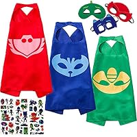 NuGeriAZ Costumes and Dress up for Kids - Catboy Owlette Gekko Capes and Masks Superhero Capes for Kids