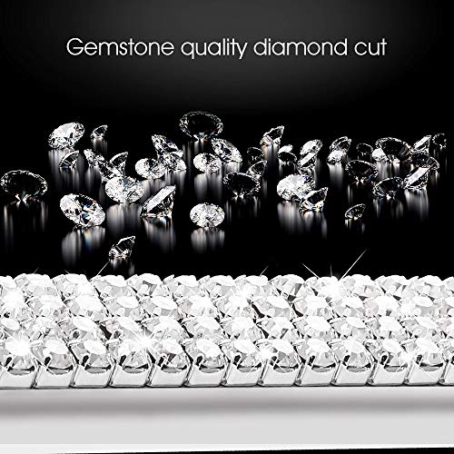 Delixike Bling Rhinestone Thin Border White License Plate Frame for Women Men, Luxury Handmade Waterproof Stainless Steel Licence Plate Frames for Front Back License - Thumbnail 4