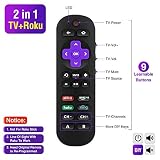 Universal Remote Control Compatible with Roku Player with 9 More Learning Keys to Control TV Soundbar Receiver All in One (Fit for Roku 1 2 3 4 Premier+ Express Ultra)【NOT for ROKU Stick ROKU TV】