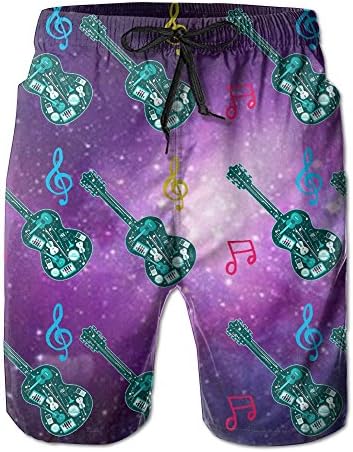 JINYIPI Board Shorts Music Is My Life Guitar Men's Quick Dry Classical colorful Swim Trunk Beach Boardshorts