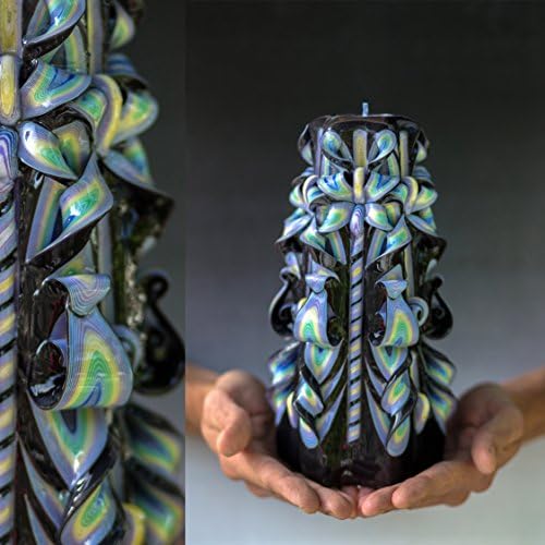 Unique decorative carved candle for Christmas gifts, unusual housewarming and wedding unity ceremony from Primacandle