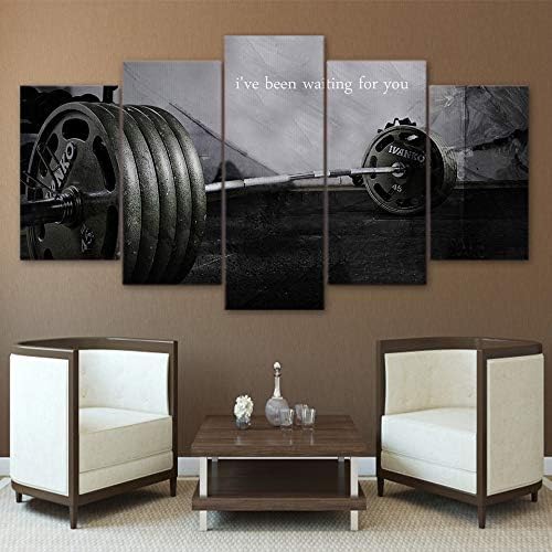 Foagge 5 Pieces Barbell Gym Bodybuilding Canvas Painting Poster Prints Home Decor Wall Art Picture
