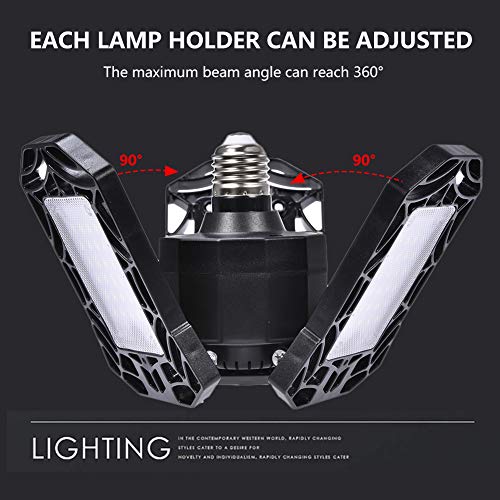 Led Garage Lights, Deformable Shop Lights for Workshop, 4000LM, 40W Led Lights for Garage Ceiling Screw in, Adjustable Triple Glow Led Garage Light, LED Light Bulbs for Warehouse, Corridor, Stadium - Thumbnail 3