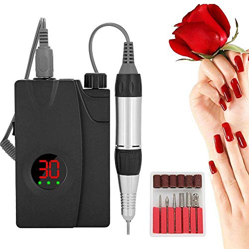 DO.CKEB Portable Electric Nail Drill Professional Nail Files Grinder Set 30000rpm Manicure Pedicure Polishing Kit Nail Art Drill Machine for Acrylic Gels Black