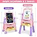 Amagoing Easel for Kids, Large Size 4 in 1 Standing Toddler Art Easel Double Sided Quick Flip & Height Adjustable Children Drawing Board with Paper Clips, Pink