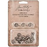 Number Brads by Tim Holtz Idea-ology, 24 per Pack, 0.5-Inch, Antique Nickel Finish, TH93123