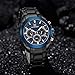 Stainless Steel Strap Mens Watch Chronograph Date Quartz Sport Watch Black/Blue
