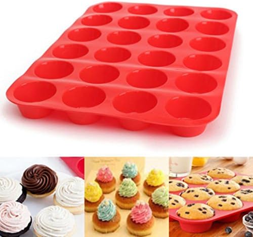 24 Cavity Mini Muffin Silicone Soap Cookies Cupcake Bakeware Pan Tray Mould