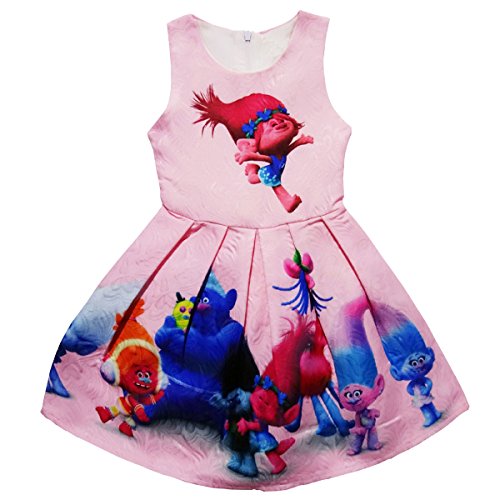ZHBNN Trolls Little Girls Printed Princess Dress Cartoon Party - Want It All ZHBNN Trolls Little Girls Printed Princess Dress Cartoon Party - Want It All