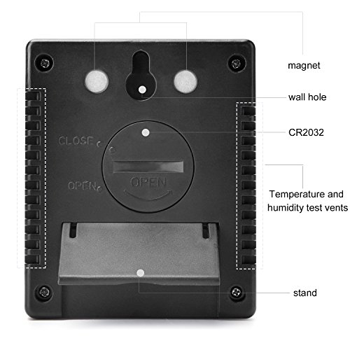 Digital Hygrometer Thermometer Humidity Temperature Monitor Portable Indoor Outdoor with Table Standing, Hanging Hole, Magnet Attaching, ℃/℉ switch, MIN/ MAX Records, for Home, Babyroom, Greenhouse, O - Thumbnail 3