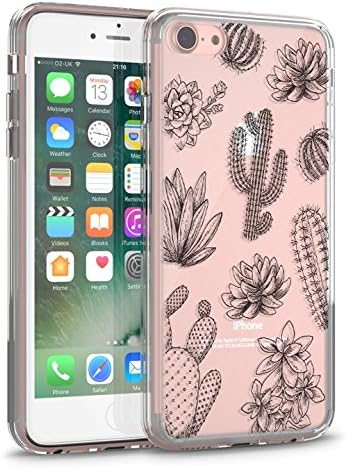 iPhone 7 Case, iPhone 8 Clear Case, CASESOCIETY Succulent Cactus Floral Clear Design Shockproof Hard PC+ TPU Bumper Rubber Case Scratch-Resistant Cover for iPhone 7 and iPhone 8 (4.7 Inch)