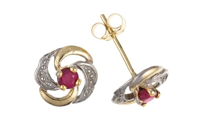 Genuine 9ct Gold Real Ruby Stud Earrings Brand New: Amazon.co.uk: Jewellery