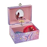 JewelKeeper Butterfly Flower Music Jewelry Box, Purple and Pink Design, Waltz of the Flowers Tune