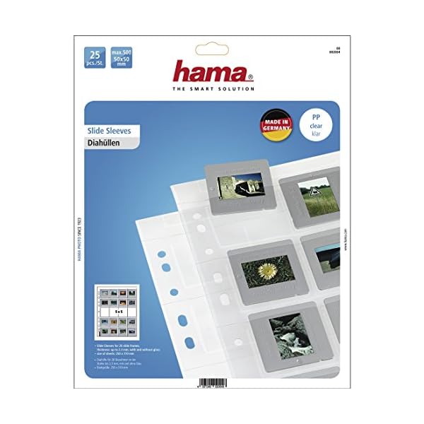 Hama 25 Diahüllen für gerahmte Dias (Dia-Archivierung im Format 5x5cm, bis zu 500 Dias) transparent – Bild 3