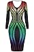 Pretid Women Deep V Stripe Print Slim Fit Bodycon Stretchy Club Cocktail Dress