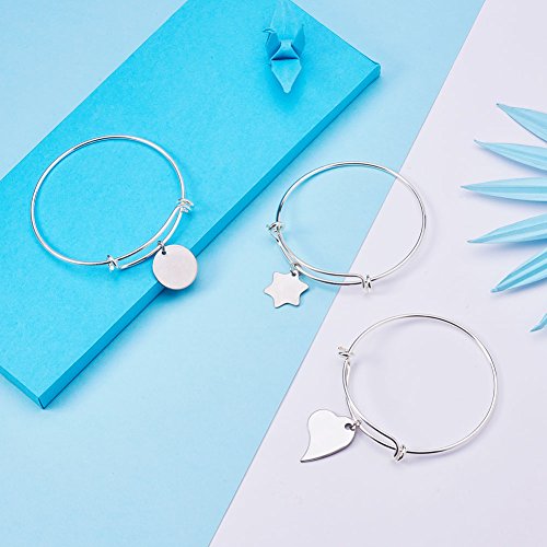 BENECREAT 144PCS Stainless Steel Blank Stamping Tag Mixed Shape Charm Pendants and 80PCS Jump Rings for Bracelet Necklace Earring Making