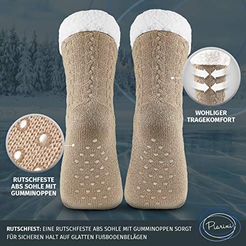 Piarini-1-Paar-Kuschelsocken-mit-ABS-Sohle-warme-Damen-Socken-Wintersocken-mit-Anti-Rutsch-Noppen-dicke-Haussocken